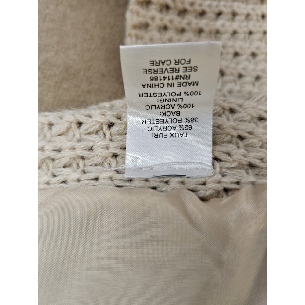 Song N Spirit Faux Fur Sweater Back Crochet Vest Womens Size Small Open Front - Picture 5 of 6